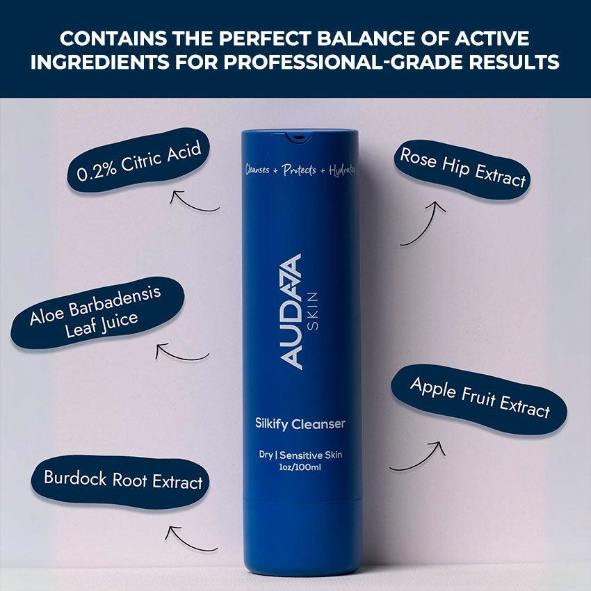 Silkify Cleanser - Key ingredients like aloe vera and rose hip extract